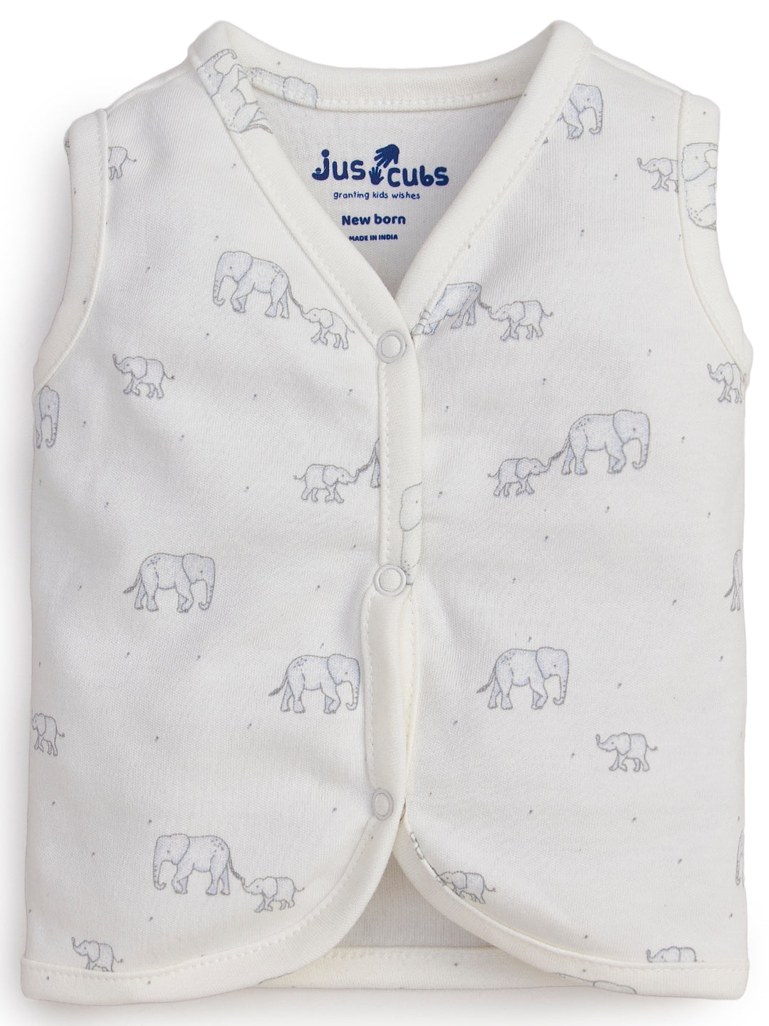 "Baby Boys' Sleeveless Cotton Vest Set – Pack of 3 (Elephant Print, Solid Blue, Striped)"