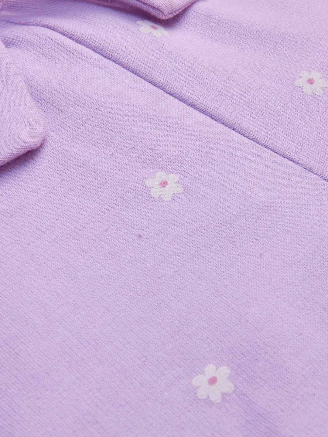 "Girls' Lilac Floral Print Shorts with Bow – Soft Cotton