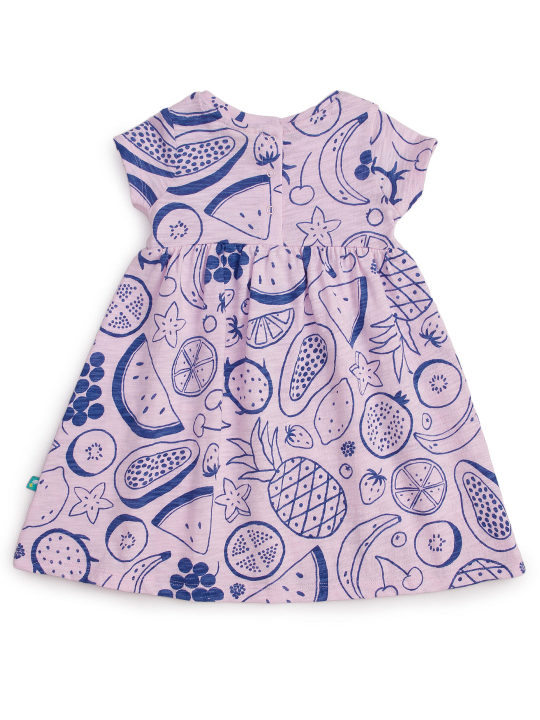 Baby Girls' Lavender Fruit Print Dress – Cotton Short Sleeve