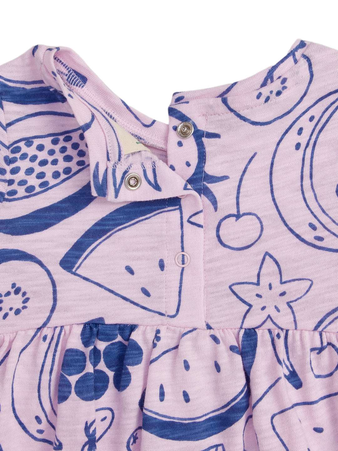 Baby Girls' Lavender Fruit Print Dress – Cotton Short Sleeve