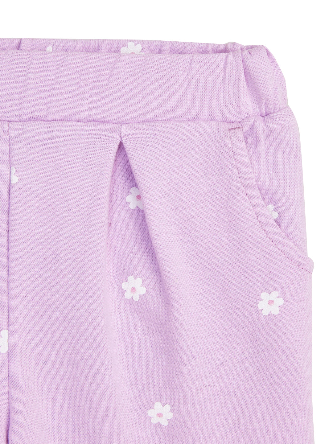 Baby Girls' Lilac Floral Print Culottes – Soft Cotton Blend Summer Pallazzos with Pockets