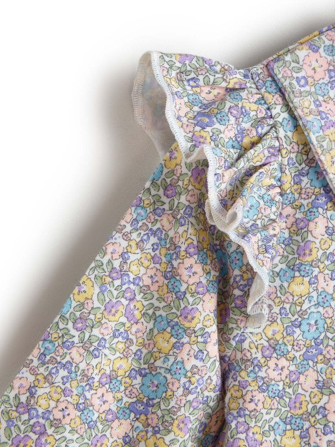 Girls' Long Sleeve Floral Dress with Ruffle Details and Peter Pan Collar