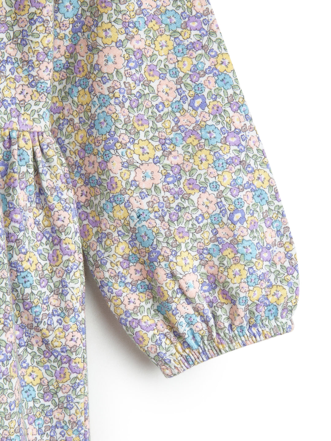 Girls' Long Sleeve Floral Dress with Ruffle Details and Peter Pan Collar