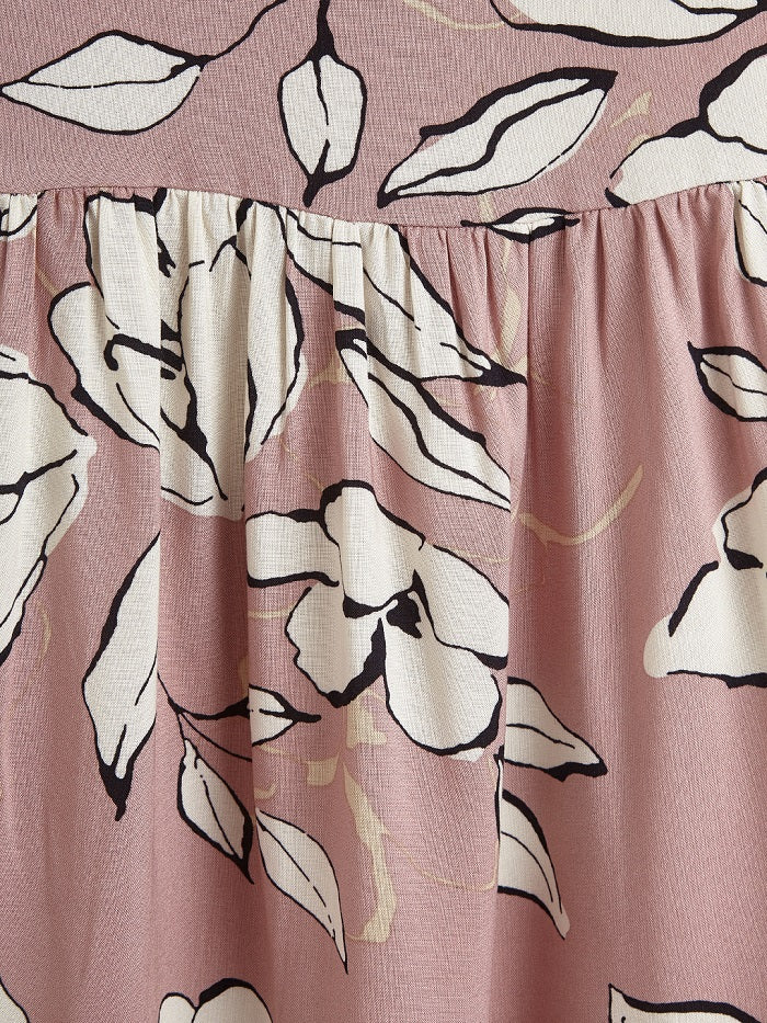 Girls' Floral Print Ruffle Sleeve Tiered Dress – Pink & Ivory