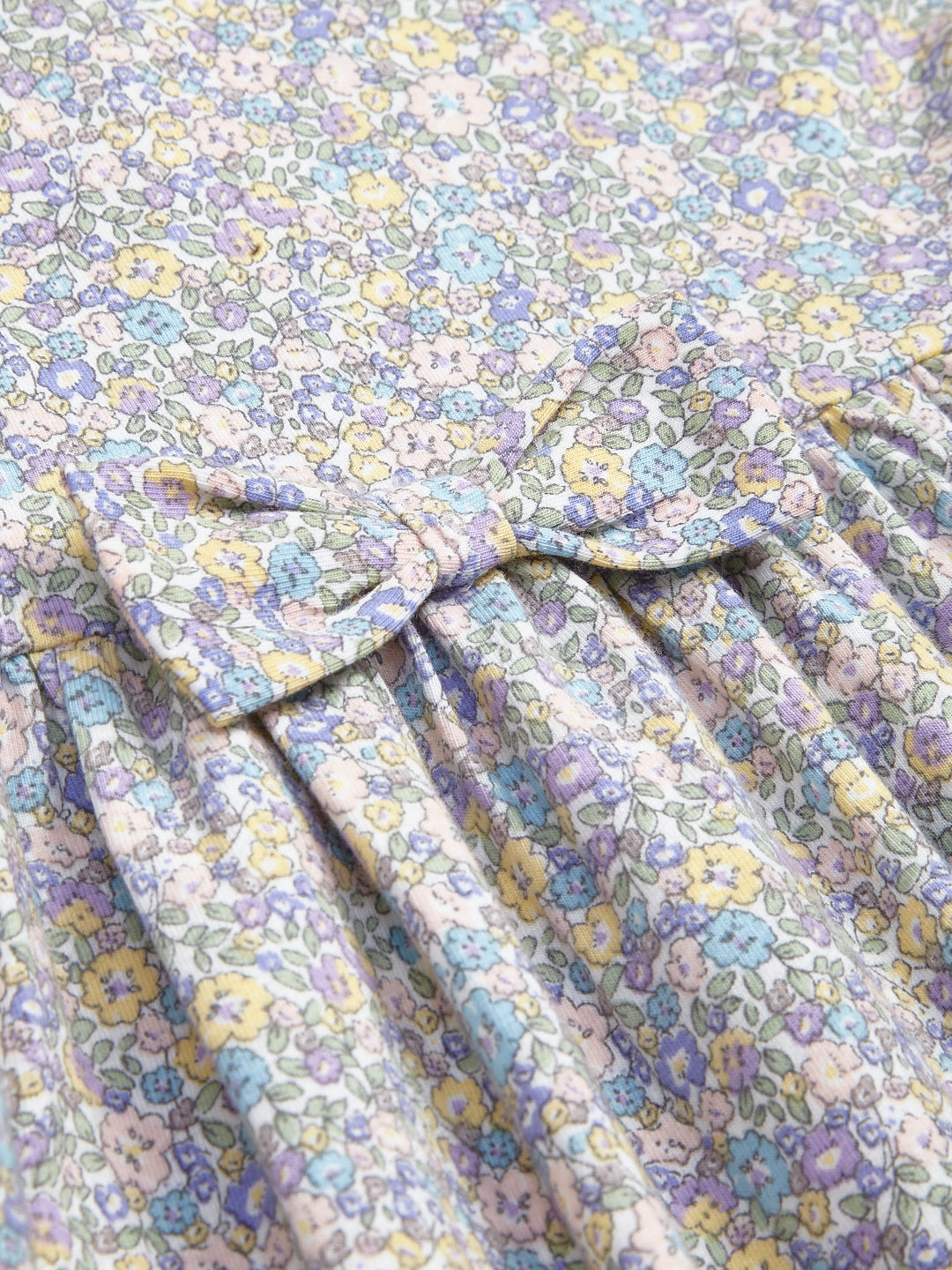 Girls' Long Sleeve Floral Dress with Ruffle Details and Peter Pan Collar