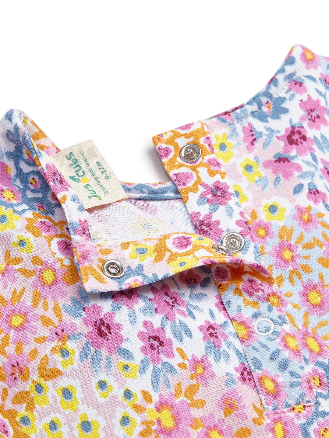 Girls' Multicolor Floral Print Dress with Peter Pan Collar and Ruffle Sleeves