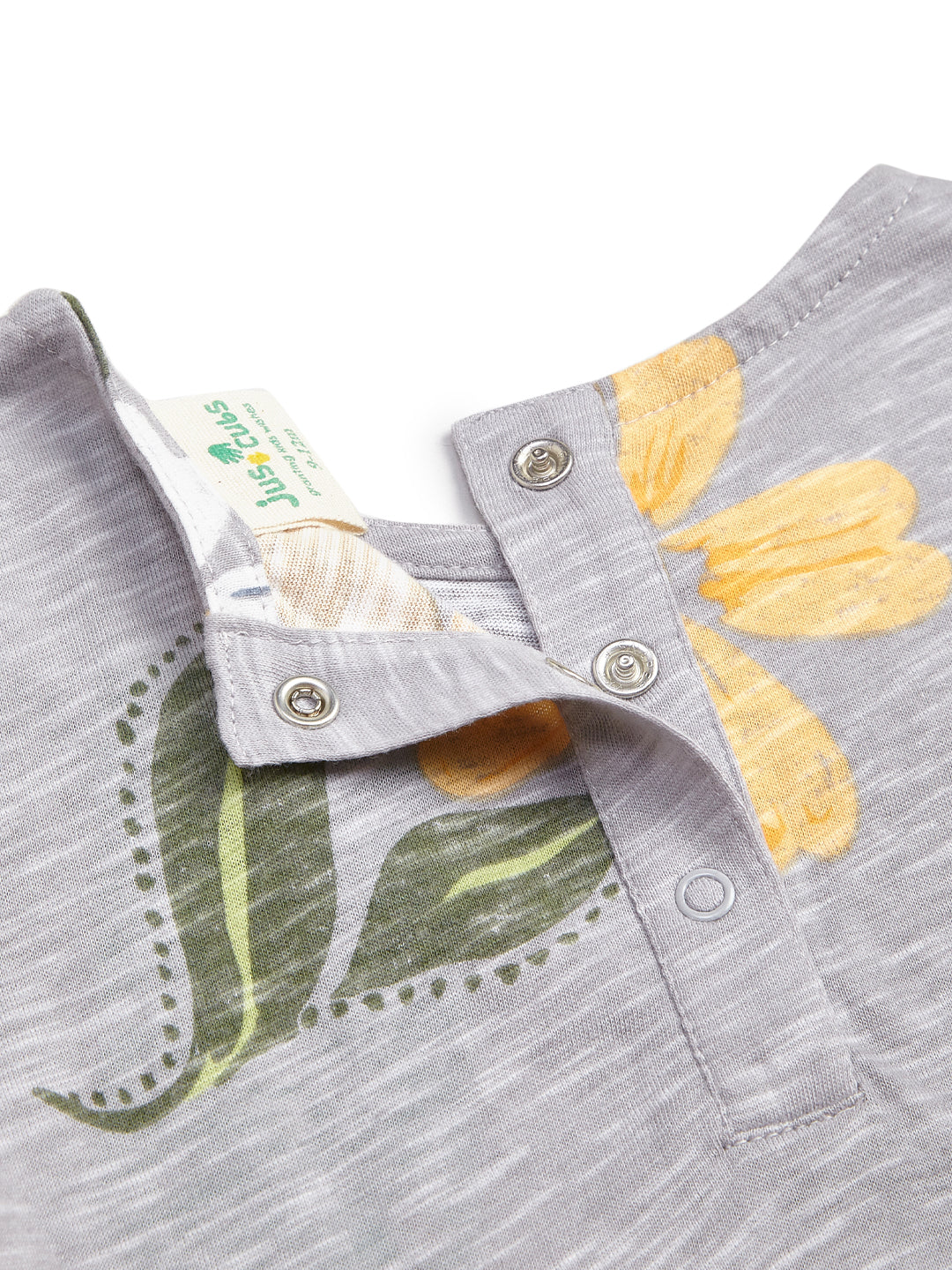 Girls' Grey Floral Print Dress with Peter Pan Collar
