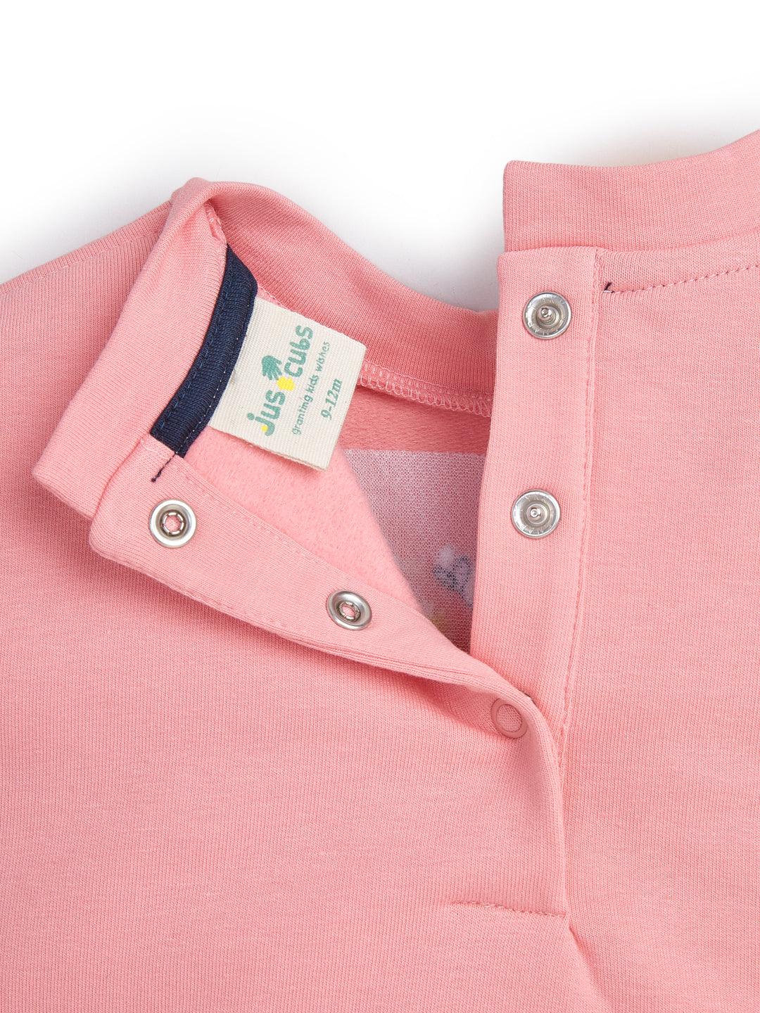 "Baby Girls' Colorblock Sweatshirt with Embroidered Bunny & Floral Design – Pink & Yellow"
