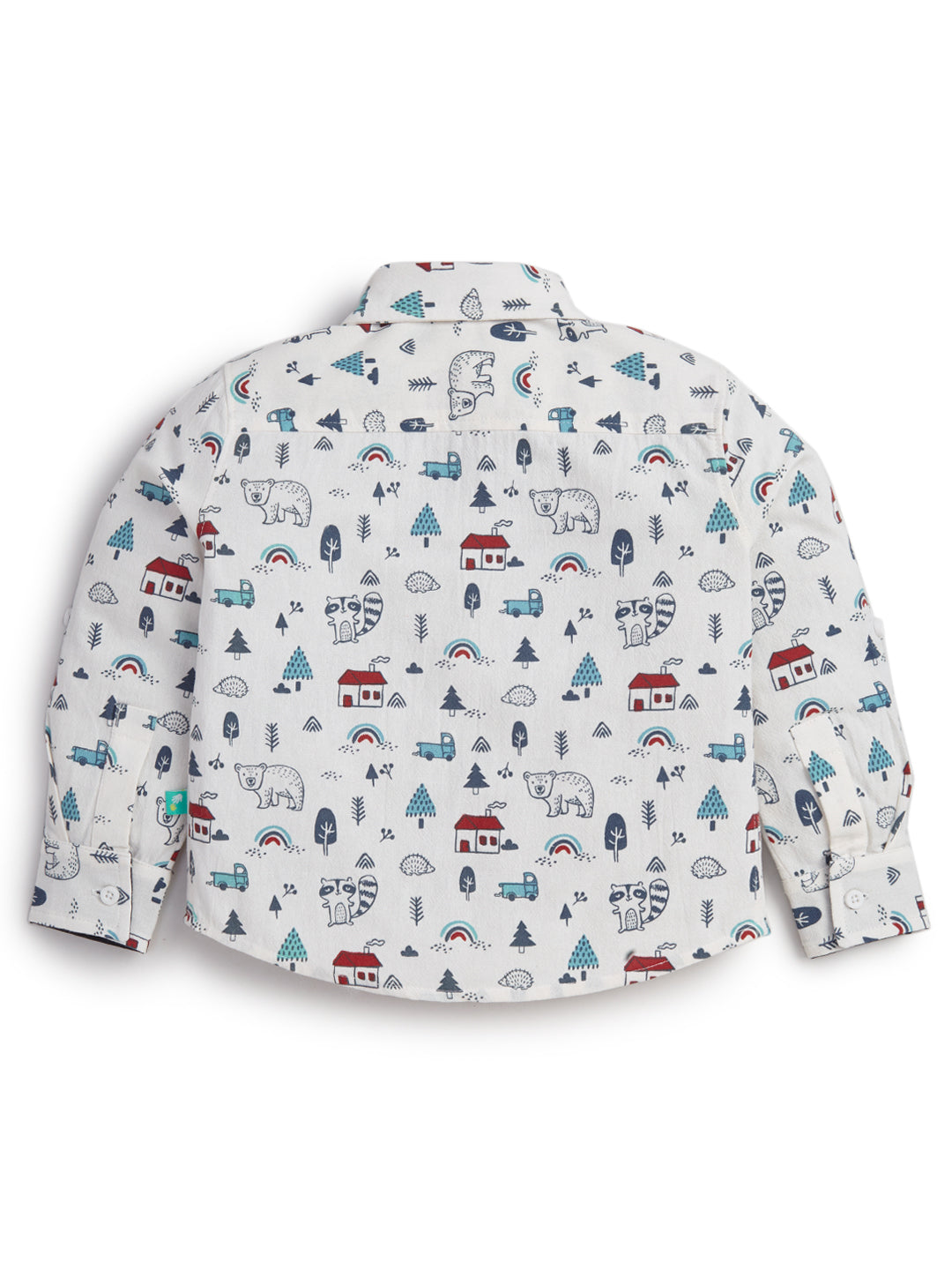 Baby Boys' Formal Outfit – Printed Shirt with Suspenders & Navy Pants