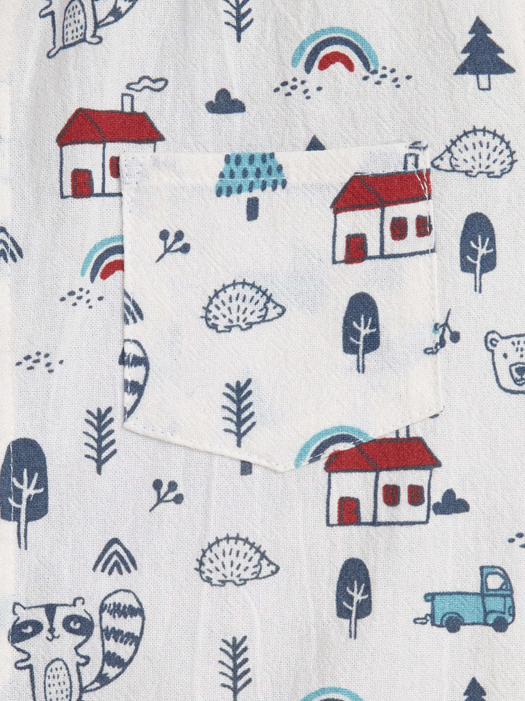 Baby Boys' Formal Outfit – Printed Shirt with Suspenders & Navy Pants