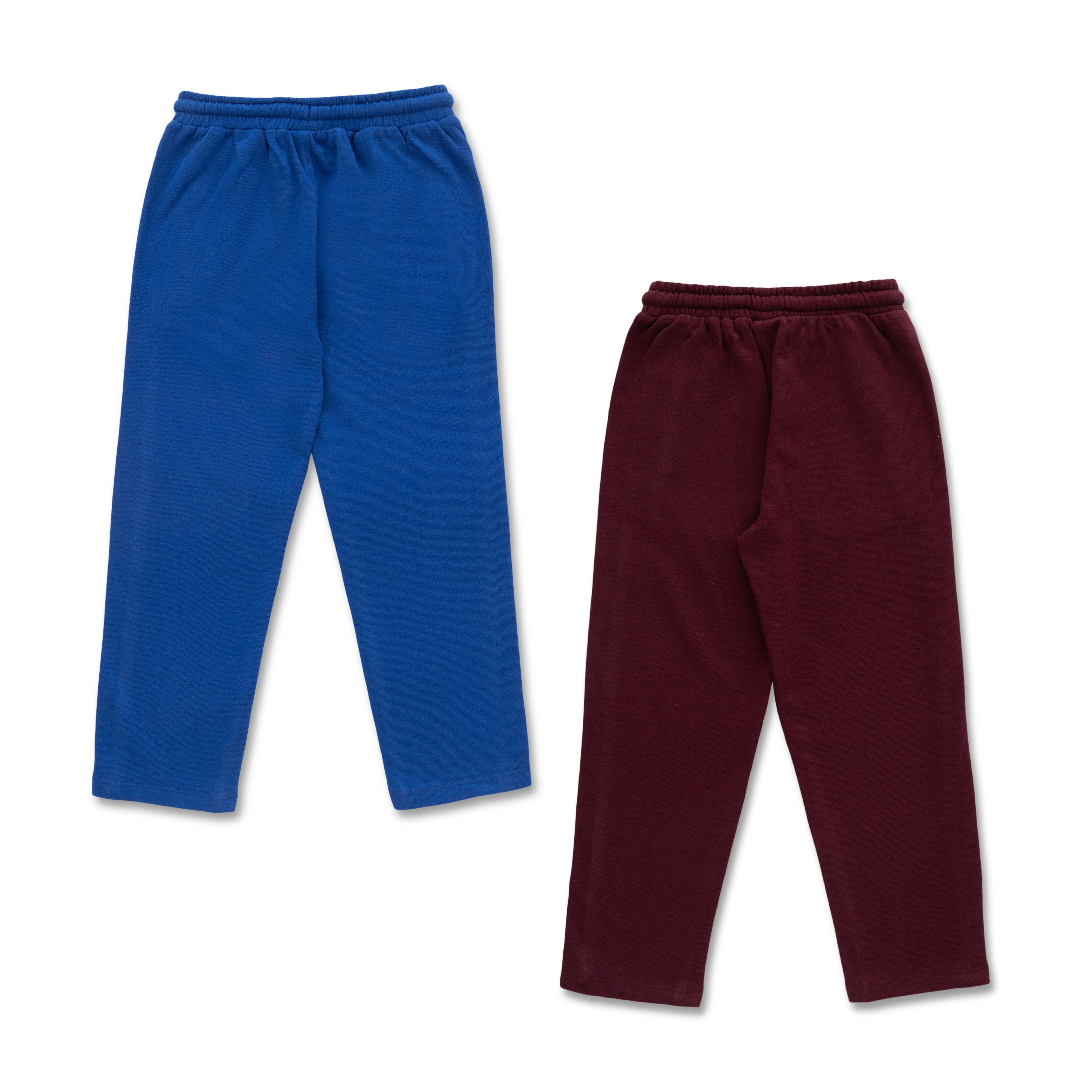 "Boys' 2-Pack Track Pants with Contrast Piping – Blue & Maroon"