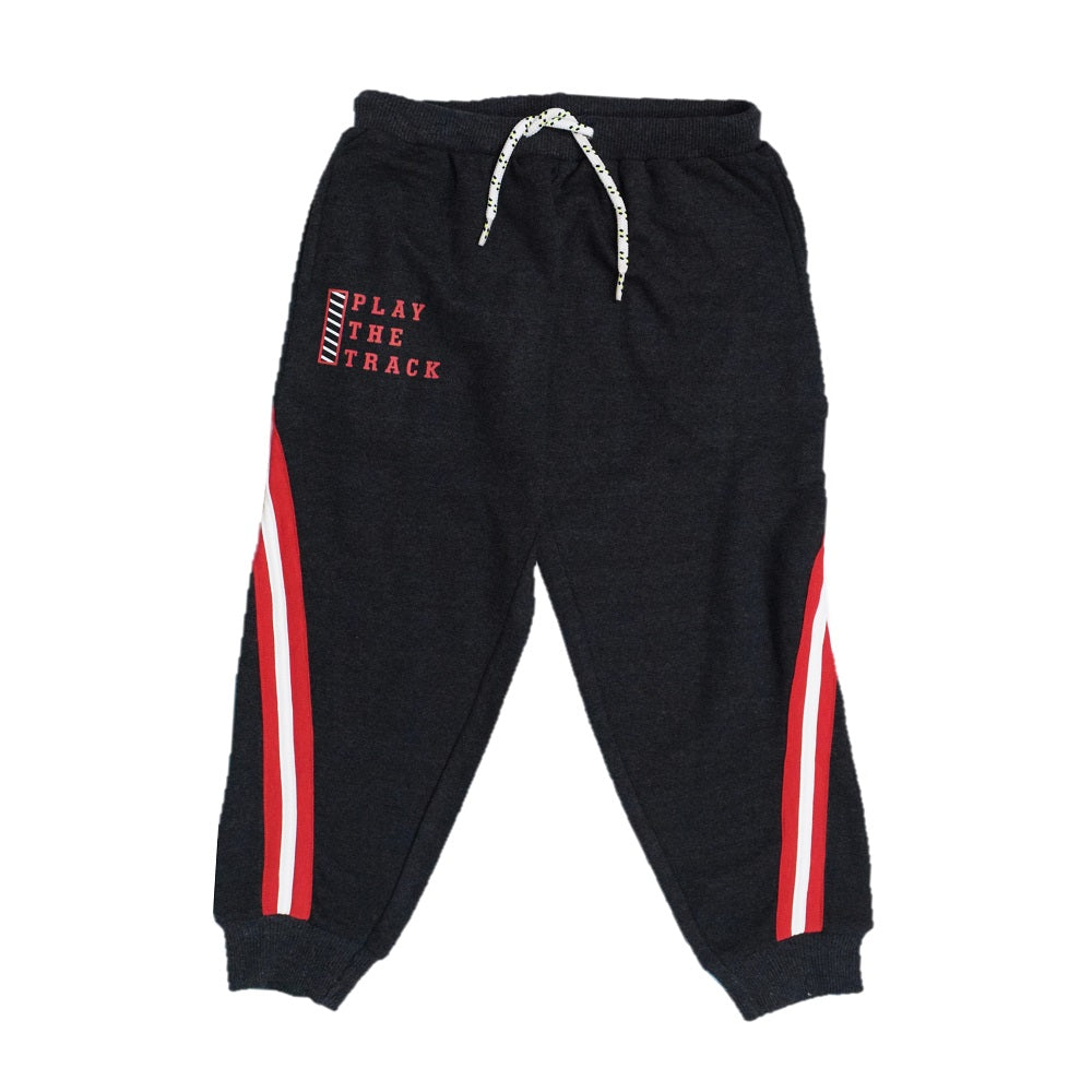 Boys' Athletic Joggers – "Play the Track" Printed Sweatpants with Side Stripes