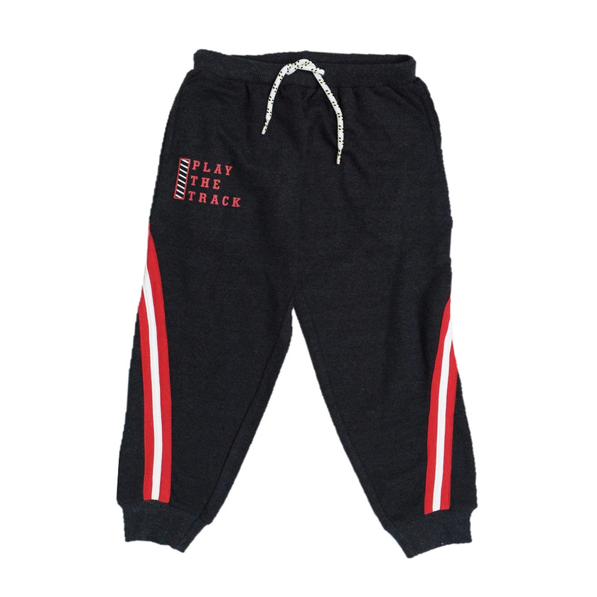 Boys' Athletic Joggers – "Play the Track" Printed Sweatpants with Side Stripes