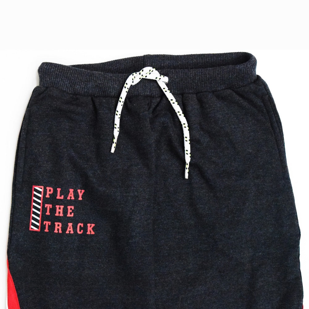 Boys' Athletic Joggers – "Play the Track" Printed Sweatpants with Side Stripes