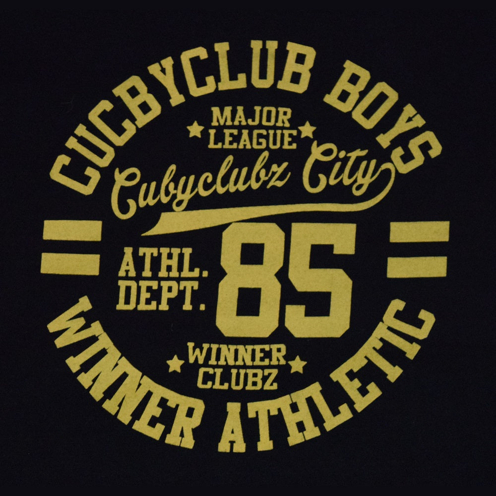 Kids' Black Long Sleeve T-Shirt - "Winner Athletic 85" Graphic Print