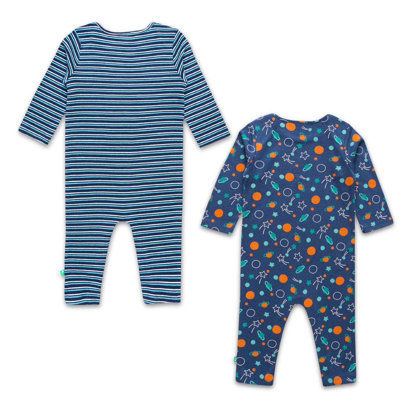 "Pack of 2 Baby Boys' Space-Themed Cotton Rompers – Long Sleeve Bodysuits"