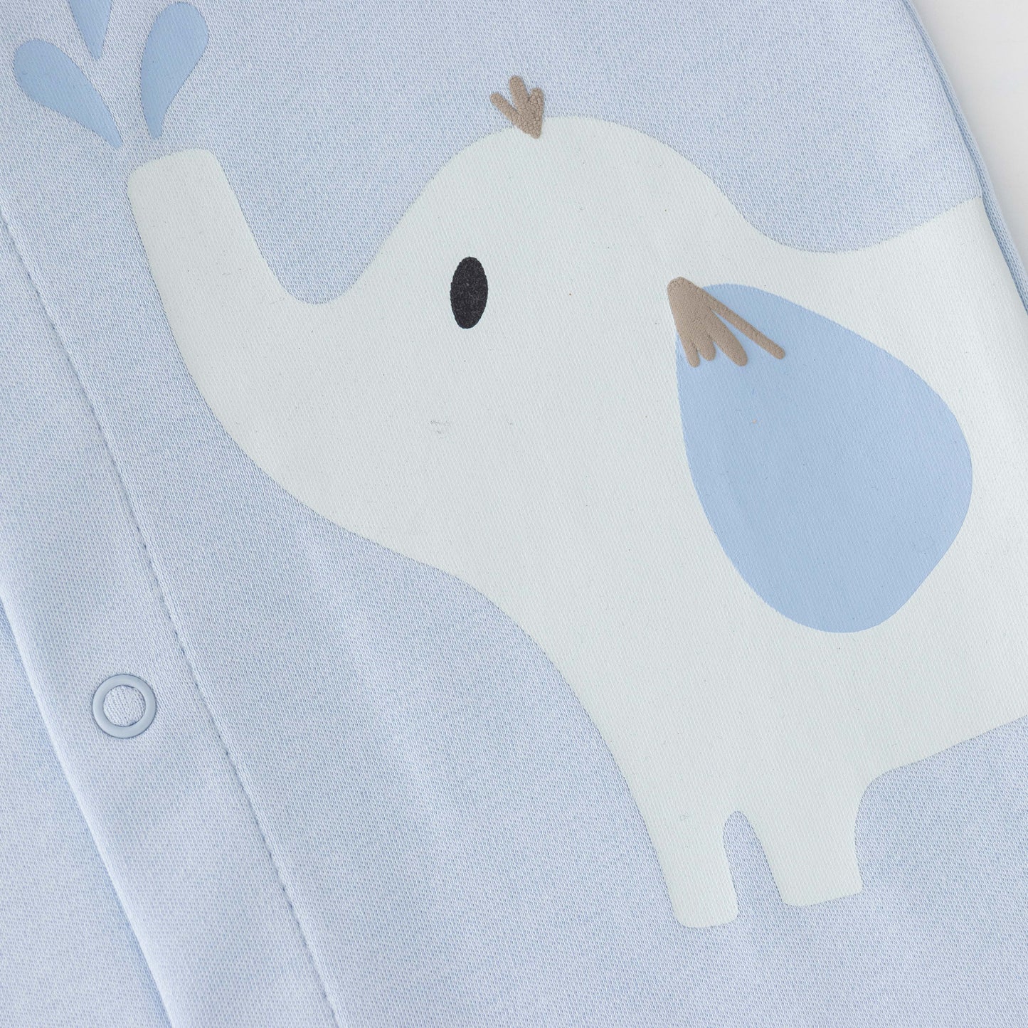 "Baby Boys Organic Cotton Light Blue Romper with Safari Animal Print"