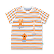 "Baby Boys Striped Animal Print T-Shirt with Blue Jogger Pants Set – 2 Piece Organic Cotton Outfit"