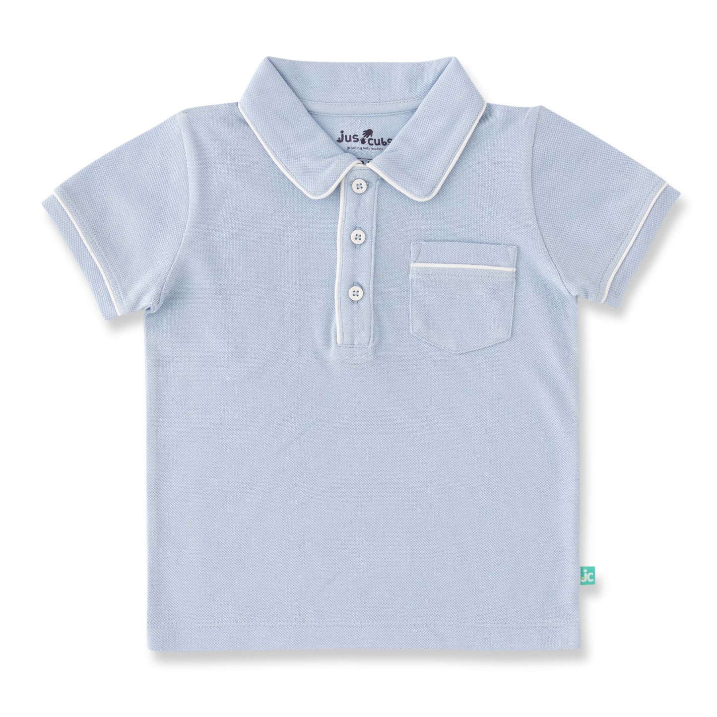 "Baby Boys Organic Cotton Sky Blue Polo T-Shirt & Shorts Set – Casual Summer Outfit"