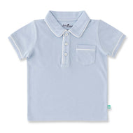 "Baby Boys Organic Cotton Sky Blue Polo T-Shirt & Shorts Set – Casual Summer Outfit"