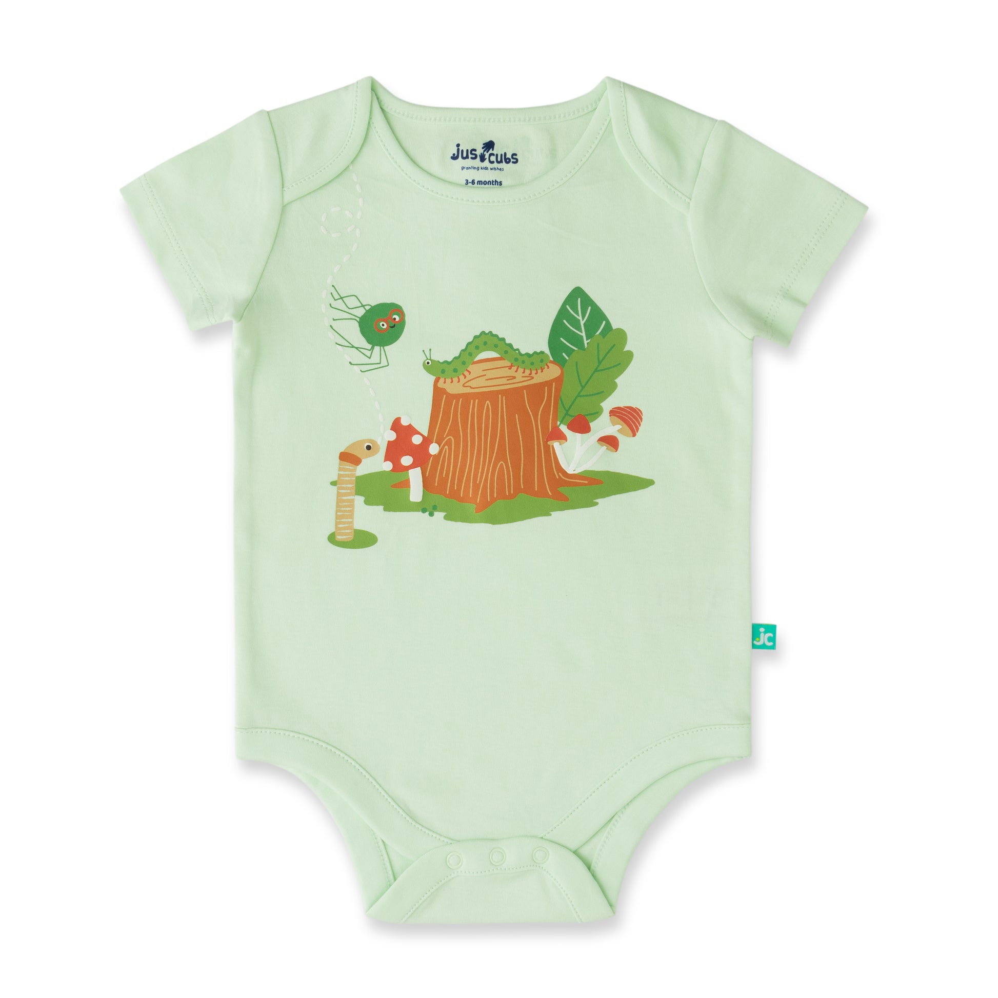 "Baby Boys Organic Cotton Green Bodysuit with Forest Print"
