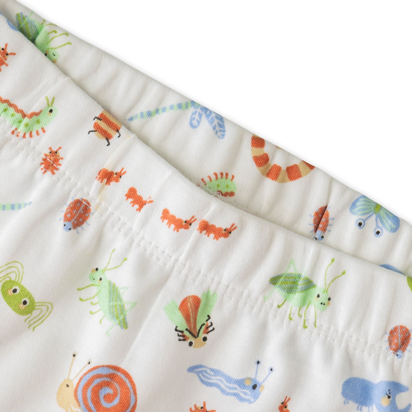 "Baby Boys White Organic Cotton Track pant with Colorful Insect Print & Elastic Waist"