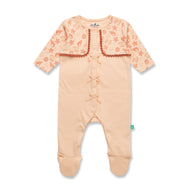 Baby Girls Pink Organic Cotton Footed Sleepsuit with Printed Shrug & Bow Detail