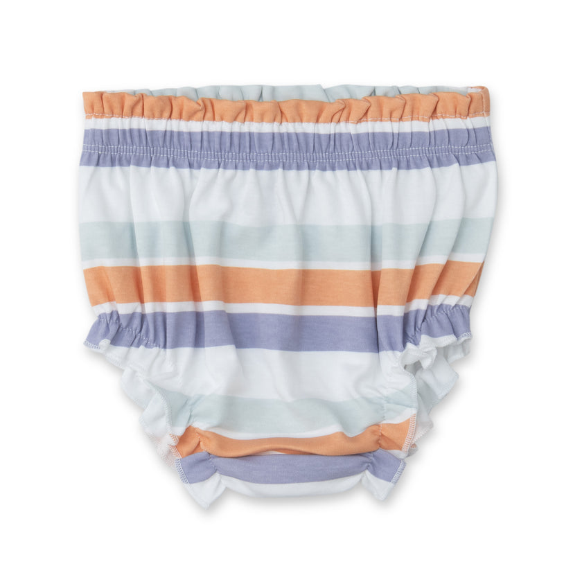 "Baby Girls Organic Cotton Bloomer Shorts - Multicolor Striped Print"