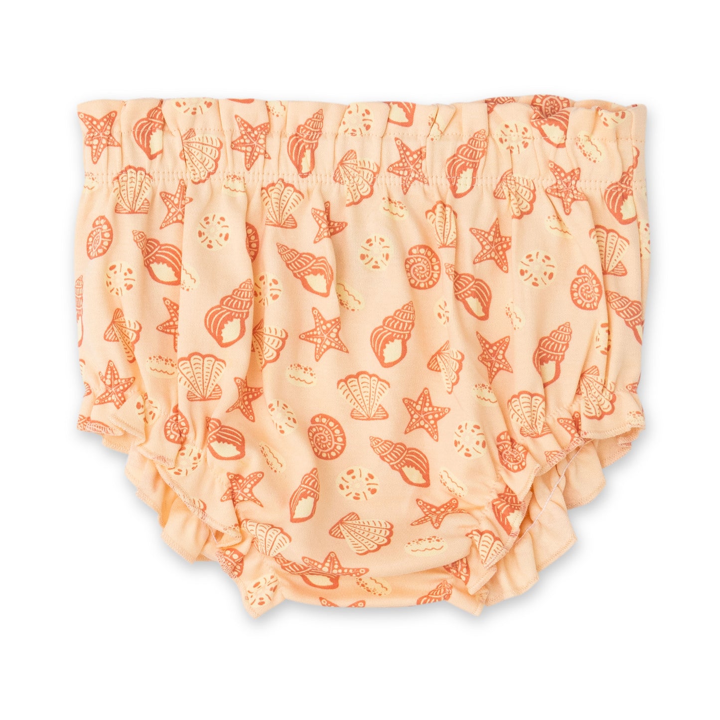 "Baby Girls Pink Organic Cotton Bloomer Shorts with Seashell & Starfish Print"