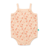 "Baby Girls Pink Sleeveless Bodysuit with Seashell & Starfish Print – Organic Cotton