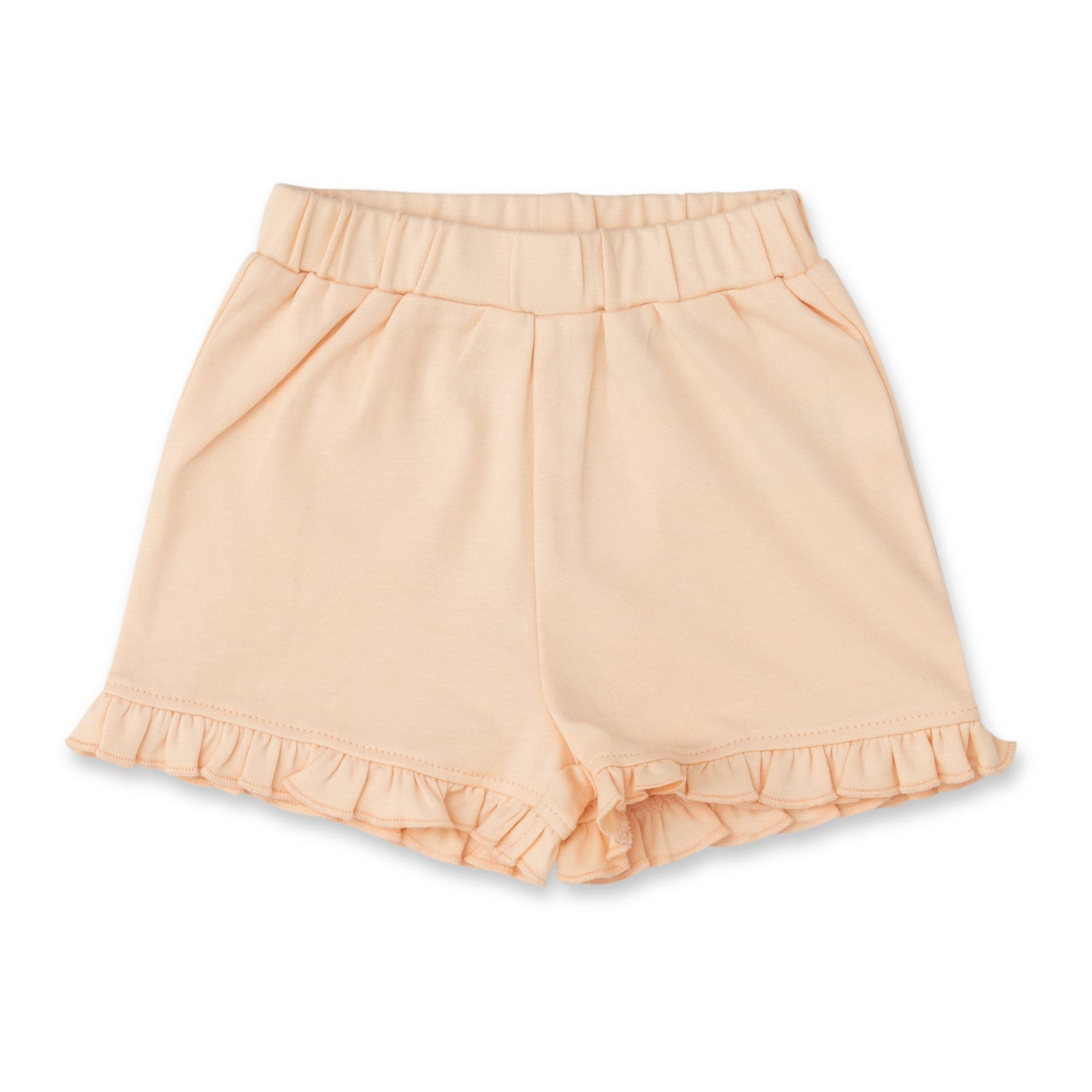 Baby Girls pink Organic Cotton Shorts with Ruffle Hem & Elastic Waist