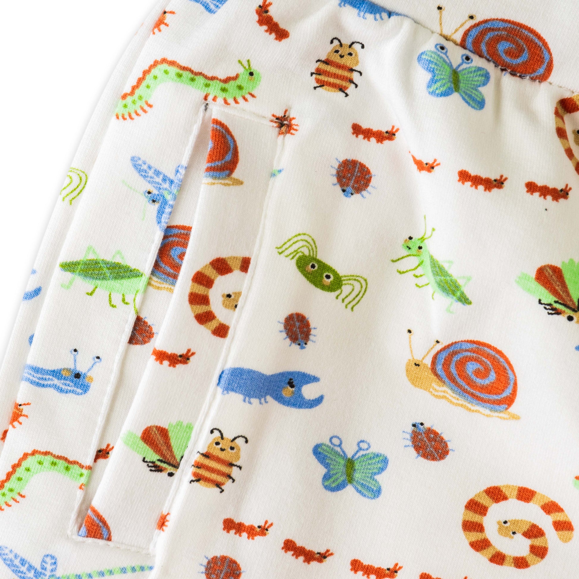 "Baby Boys Organic Cotton White Shorts with Colorful Insect Print"