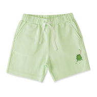 "Baby Boys Light Green Organic Cotton Shorts with Frog Print & Drawstring Waist"
