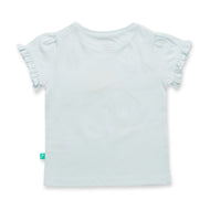"Baby Girls Light Blue Organic Cotton T-Shirt with Jellyfish Print & Ruffle Sleeves"