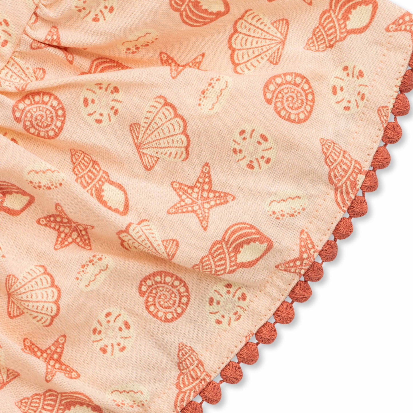 "Baby Girls Organic Cotton Pink Top with Seashell & Starfish Print and Ruffle Sleeves"