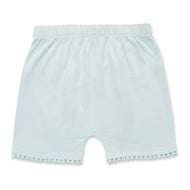 "Baby Girls Organic Cotton Light Blue Shorts with Lace Hem"