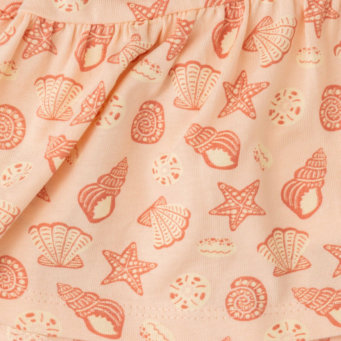 "Baby Girls Organic Cotton Pink Skirt with Seashell & Starfish Print"