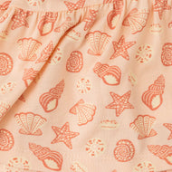 "Baby Girls Organic Cotton Pink Skirt with Seashell & Starfish Print"