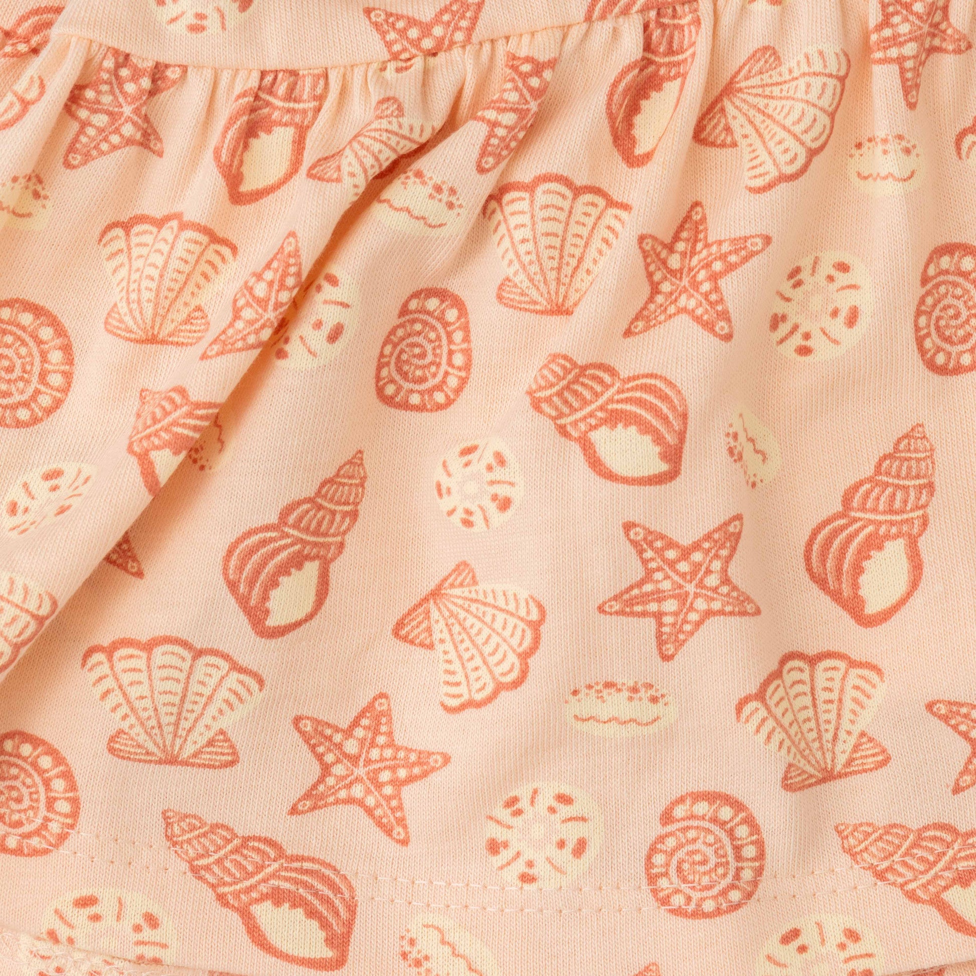 "Baby Girls Organic Cotton Pink Skirt with Seashell & Starfish Print"