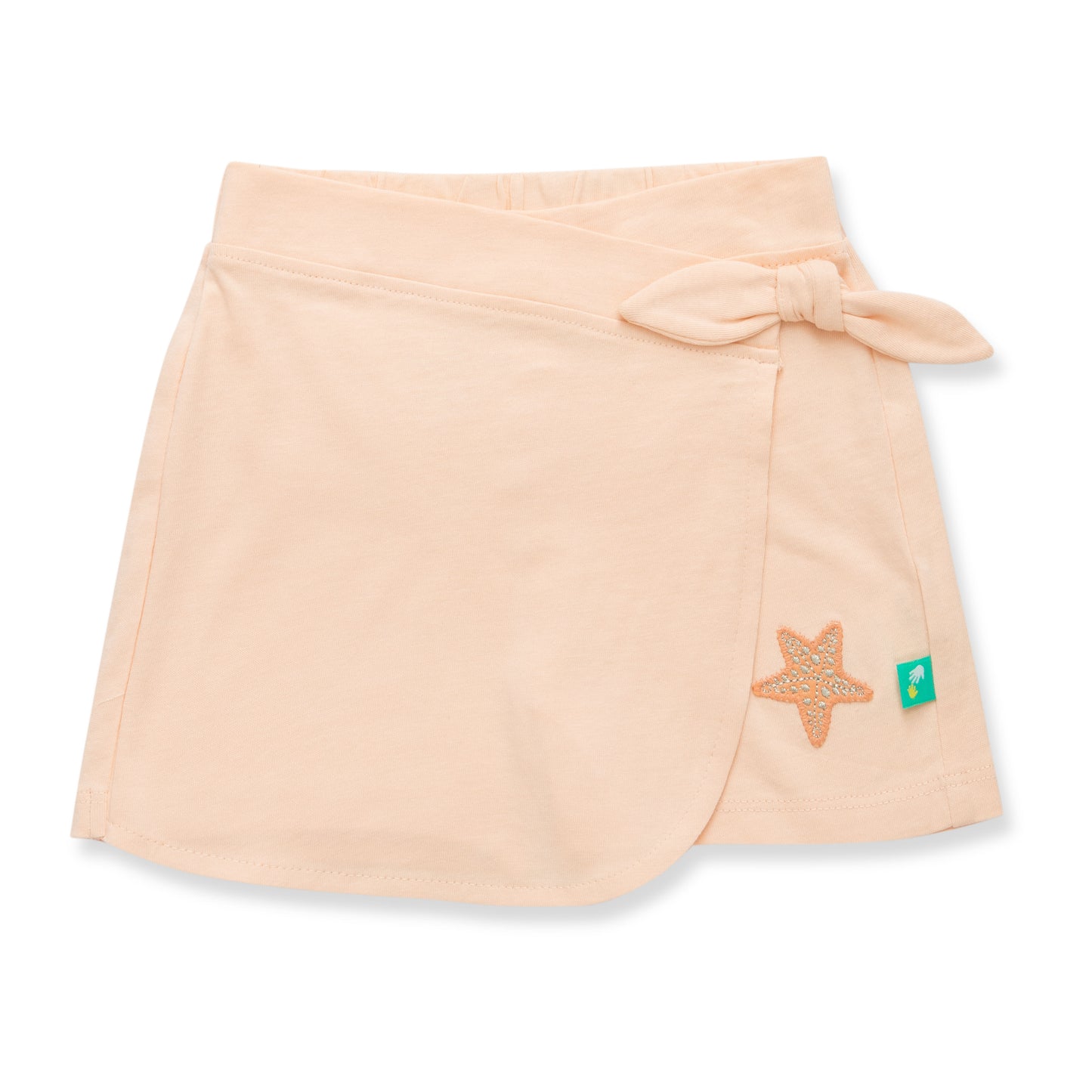 “Baby Girls Pink Wrap Shorts with Starfish Embroidery & Side Bow – 100% Organic Cotton"