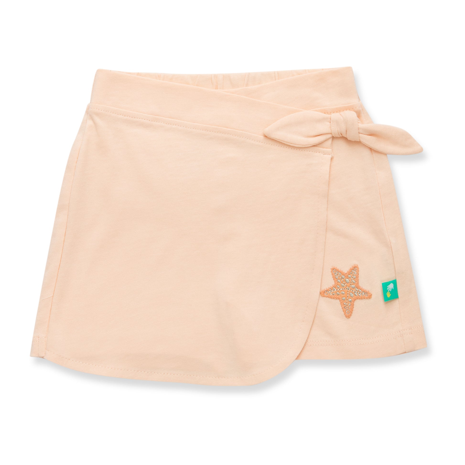 “Baby Girls Pink Wrap Shorts with Starfish Embroidery & Side Bow – 100% Organic Cotton"