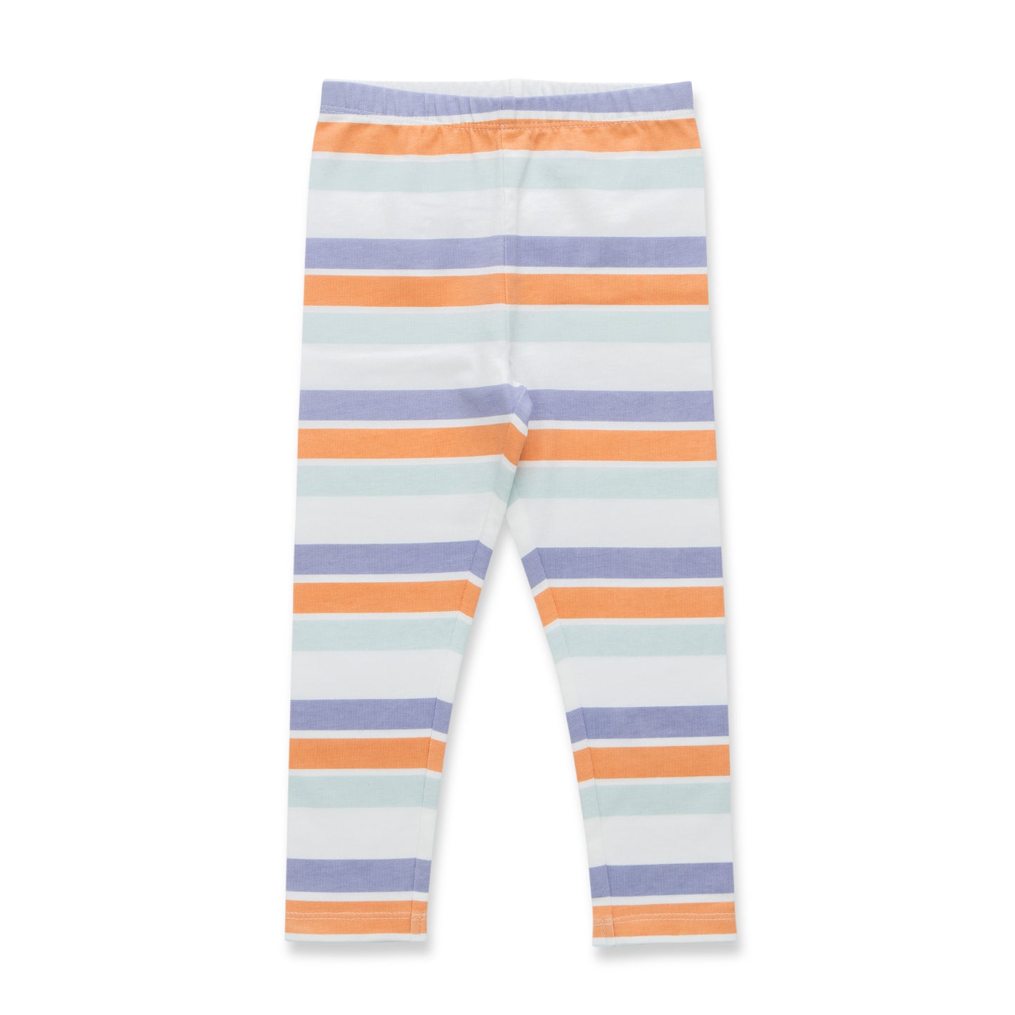 "Baby Girls Multicolor Striped Cotton Leggings with Elastic Waistband"