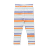 "Baby Girls Multicolor Striped Cotton Leggings with Elastic Waistband"