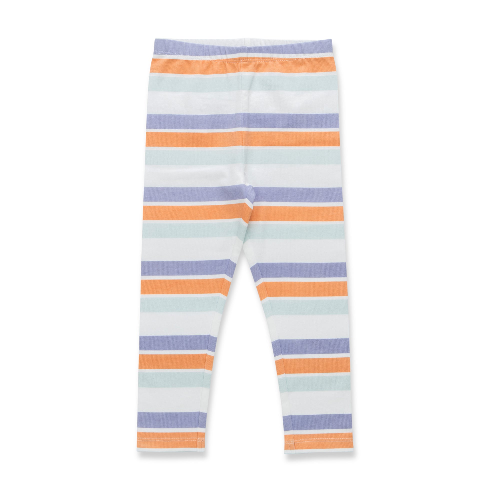 "Baby Girls Multicolor Striped Cotton Leggings with Elastic Waistband"