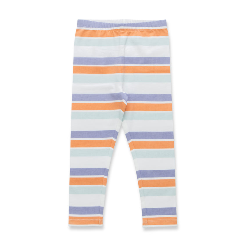 "Baby Girls Multicolor Striped Cotton Leggings with Elastic Waistband"