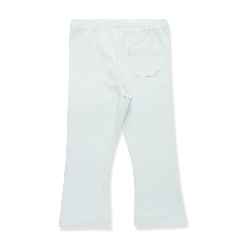 "Baby Girls Organic Cotton Light Blue Leggings with Front Pocket"