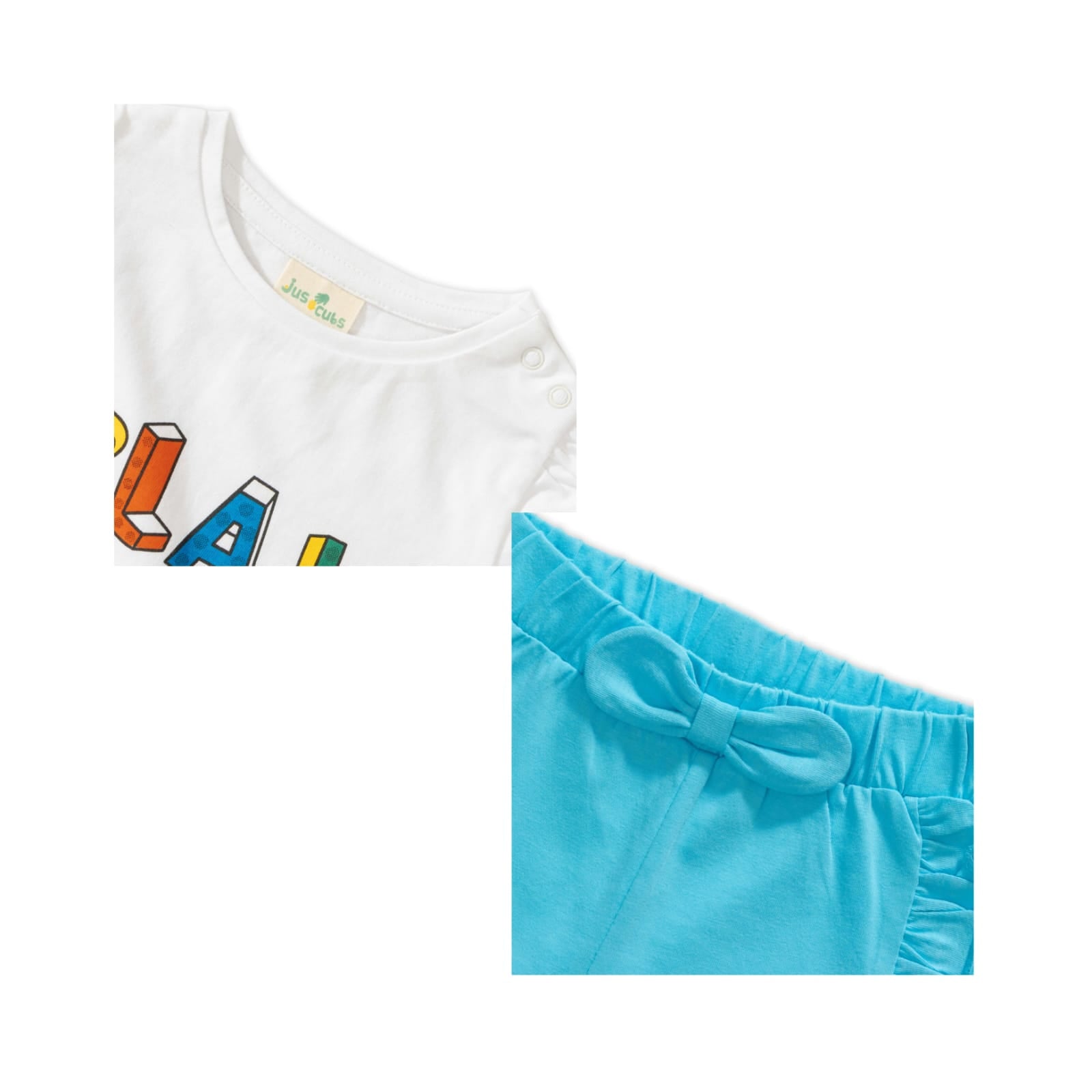"Girls' Play & Learn T-Shirt and Ruffled Shorts Set – Casual Summer Outfit"