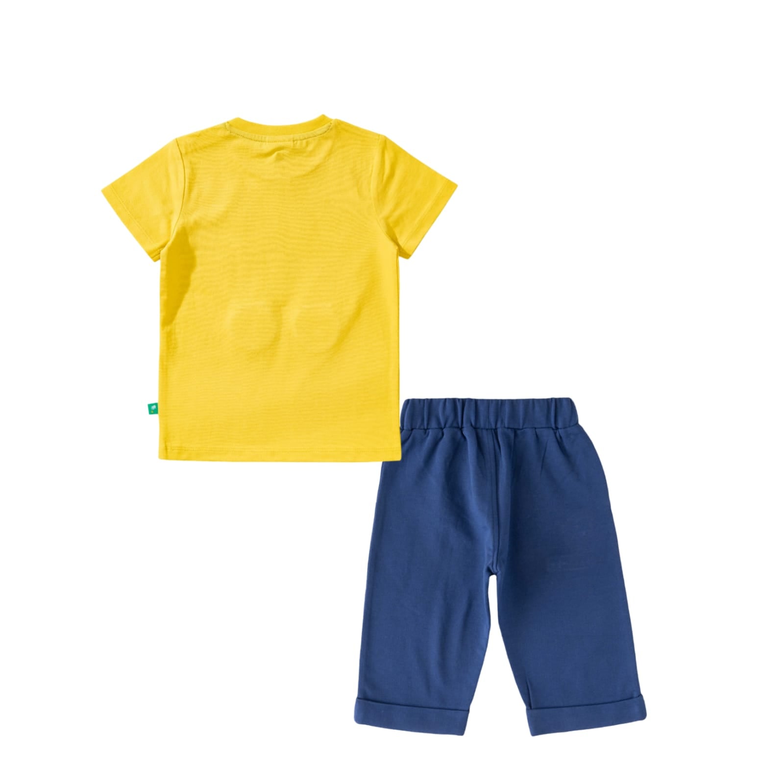 Baby Boys Explorer T-Shirt & Pants Set – Adventure Binocular Print (Yellow & Navy Blue)