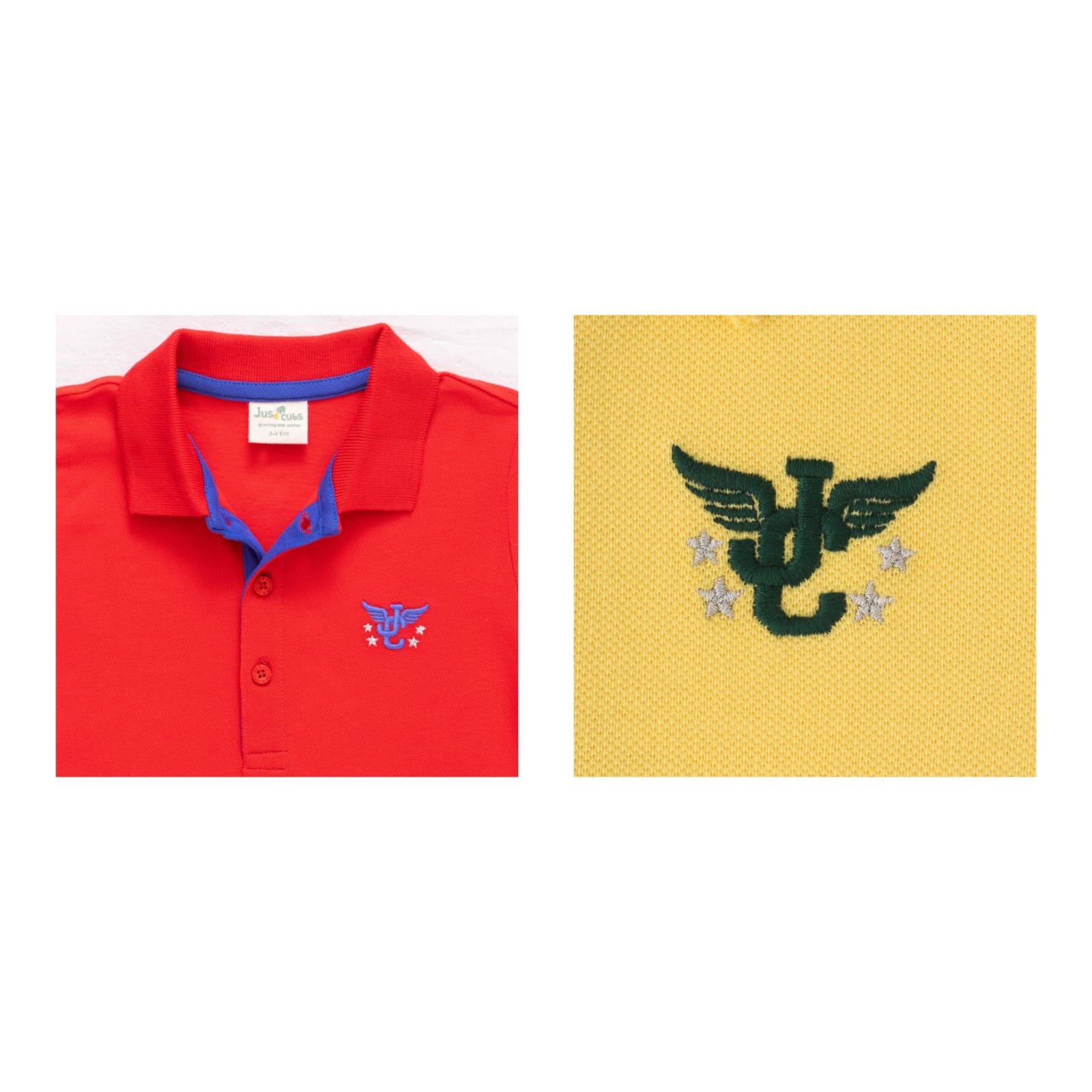 Boys' Pack of 2 Polo T-Shirts – Red & Yellow with Embroidered Logo