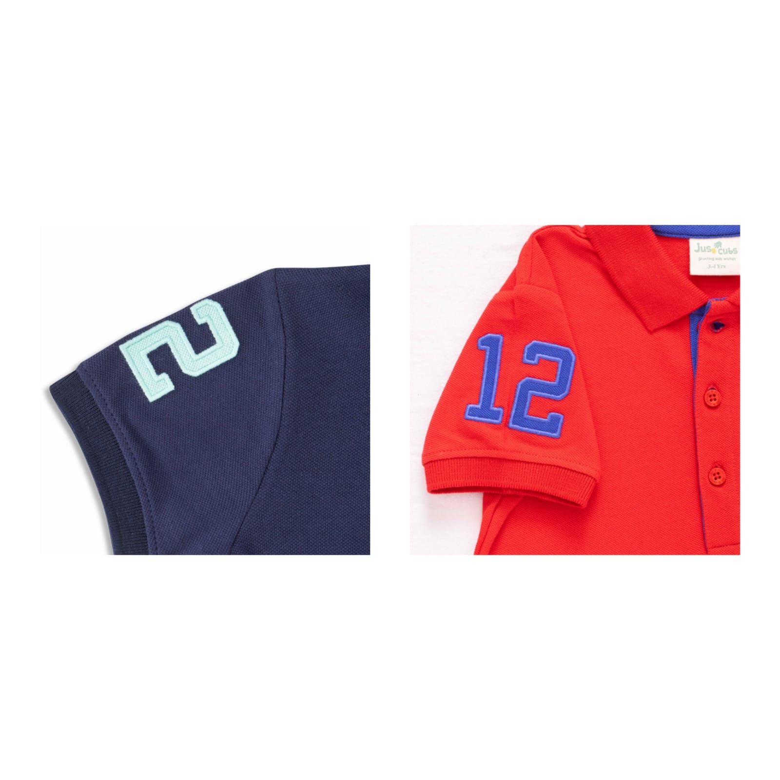 Boys' Pack of 2 Polo T-Shirts – Red & Navy with Embroidered Logo